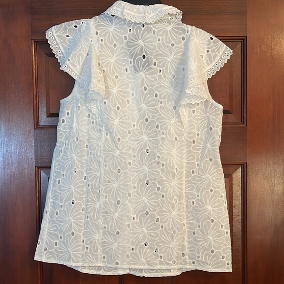 Trish Scully Elegant White Ruffled Eyelet Top size 0 - Picture 6 of 6